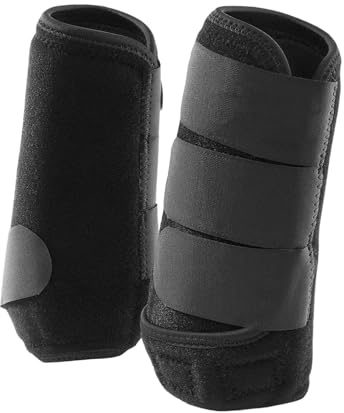 Ronyme 2 Piezas Botas para Caballo Equipos Reutilizables de Protección Apoyo Elástico Absorbente para Deportes Ecuestres Entrenamientos, Front Leg L