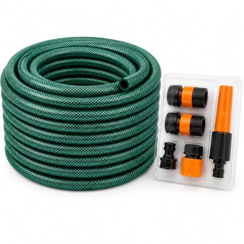 Ultra Long Industrial Garden Hose Pipe 200m Reinforced PVC High Pressure Flexible Anti-Kink Watering Hose with Heavy Duty Fittings for Farming Estate Irrigation Systems (200M)