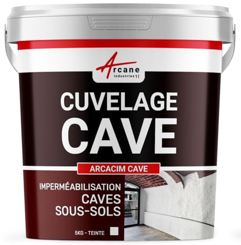 Enduit de Cuvelage Cave, Enduit Hydrofuge - ARCACIM CAVE 5 kg Blanc | Enduit de Cuvelage Hydrofuge, Imperméabilise et Protège le Béton, Résiste à la Contre-Pression, Cave - Arcane Industries