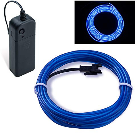 COVVY Wasserdicht Flexibel 3M 9 FT Neon Beleuchtung Lichtschlauch Leuchtschnur EL Kabel Wire mit 3 Modis für Disco Party Kinder Halloween Kostüm Kleidung Weihnachtsfeiern (Blau, 5M)