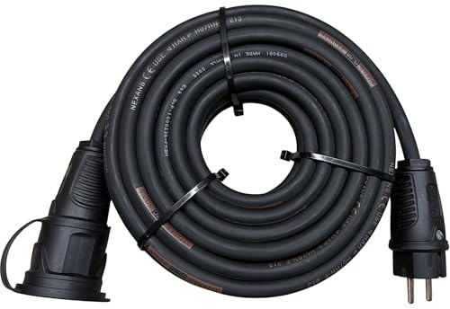NWP 10m Schuko Verlängerungskabel Gummikabel TITANEX® H07RN-F 3G2,5 IP54, Stromkabel für Eventbranche, Baustelle, Garten, Industrie, Märkte, Außenbereich