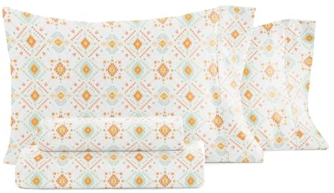 Linen Market Becky Cameron Bettlaken-Set, sehr weich, Gemustert, Kingsize, Aztec Dreams Coral