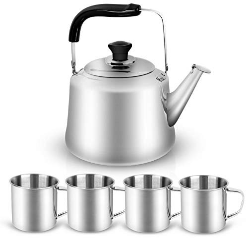 Odoland Bouilloire de Camping Portable en Aluminium Inoxydable, Grande Capacité 3L Ultra-légère, Chauffage Rapide Theiere Cafetiere pour Randonnée, Camping et Pique-Nique
