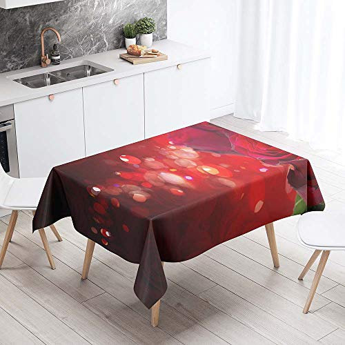 Chickw1g Tischdecke Abwaschbar, 3D Gänseblümchen Muster Wasserdicht Polyester Rechteckig Fleckschutz Ölfest Abwaschbar Pflegeleicht Mehrzweck Mehrzweck Gartentischdecke (Romantisch,140x220cm)