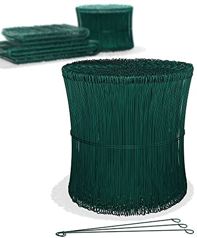 Heimfleiss® Rödeldraht Betonbindedraht 1,4 mm grün ummantelt (1000 Stk) | Rostfreier Ösendraht & Drilldraht für Drillapparat & Rödelzange | PVC-ummantelt, stabil | für Moniereisen, Bau & Garten