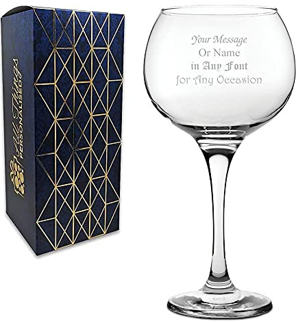 Personalised Engraved Extra Large Envoy Gin Cocktail Glass with Gift Box, Personalise with Any Message