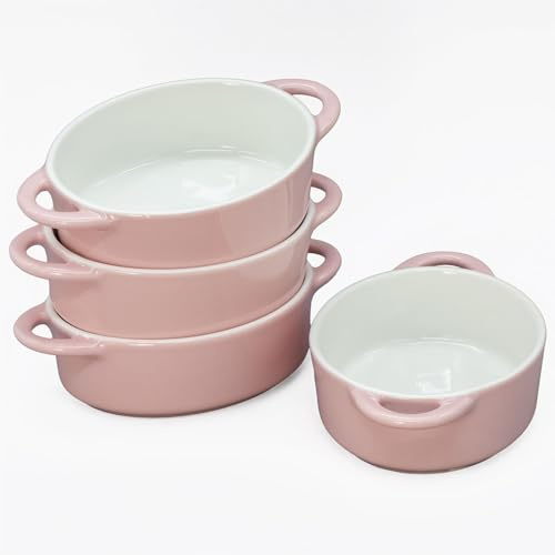 KVOTA mini ovale Auflaufformen Ofen- Backform Keramik Set 4 St 11 x 5 x 18 cm (innen ca. 10,5x4x13,5cm) 300ml (Rosa)
