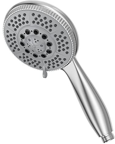Vinabo Duschkopf Hochdruck-Handbrause 5 Strahlarten Handhled Duschkopf Wassersparend mit Druckerhöhung und Ergonomischem Handgriff Verchromter Brausekopf Soffione Doccia Silber