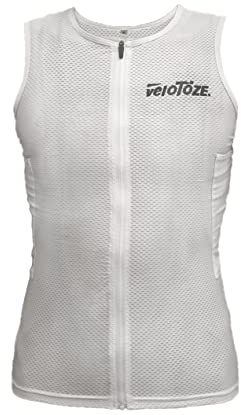 veloToze - Men's Cooling Cycling Vest, 4 reusable cooling packs included, keep cool while riding indoors and outdoors - WHITE