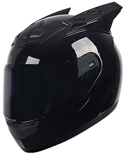 BAUTI Vollgesichts-Motorradhelm für Mädchen Frauen integrierter Helm mit Katzenohren ECE(R22/05) zugelassener Motorradhelm Vierjahreszeiten-Klapphelme mit Sonnenblende 10,M(57-58CM)