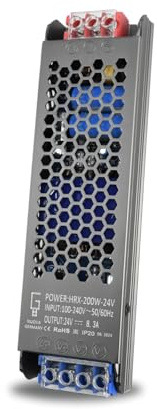 NUOVA GERMANY Alimentation Professionnelle 8.3A DC24V LED Bande Transformateur Ampère Stabilisé AC220V Super silencieux Fanless (24V, 200W)