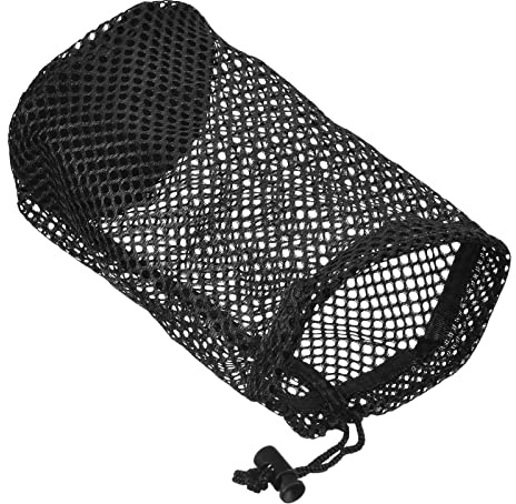 PATIKIL 8.7x5.1 Golf Boll Väska, Nylon Dragsko Mesh Bagageväska 24-32 Bollar med kabel Lås Stängning för Golf Tennis Sport, Svart