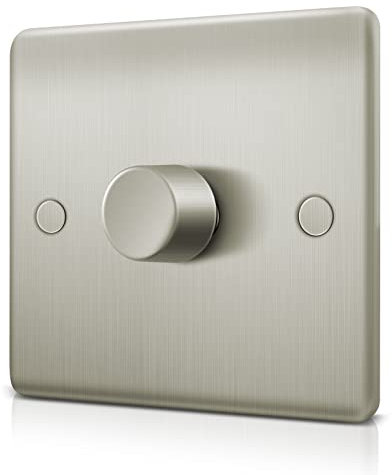 LED Dimmer Switch, Trailing Edge Dimmer Light Switch for LED/Halogen Lights, 1 Gang 2 Way 3-150 Watts, Brushed Steel