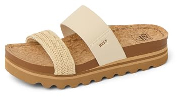 REEF Cushion Vista Womens Fashion Slide Sandal, Vegan Leather Strap, Ultra Soft Cushion Footbed, Vintage, 9.5