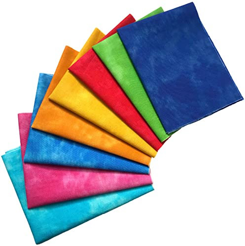 YXJDWEI Baumwollstoff Patchwork Stoffe 100% Baumwolltuch DIY Gewebe Quadrate Stoffpaket zum Nähen mit vielfältigen Muster für Handarbeiten (Farbig-8 Stück 20x25cm)