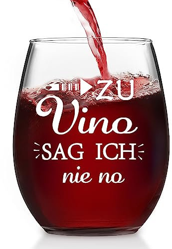 Joymaking Copas de vino con grabado – Zu Vino Sag Ich nie No, copa de vino con frase, copa de vino personalizada, copa de vino divertida, mujeres y hombres, 15 oz