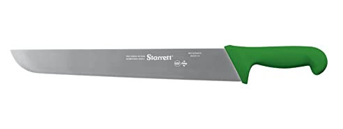 Starrett Professional Butchers Knife - BKG203-14 Wide straight 14 Inch Ultra Sharp Sanitized Steel Blade - Green Handle Kitchen Chef's Knife