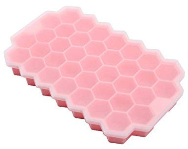 Collic Ice Tray ， Ice Bucket with Lid ， DIY Silicone Ice Bucket Honeycomb Mold (Yellow),Ice Buckets/Pink