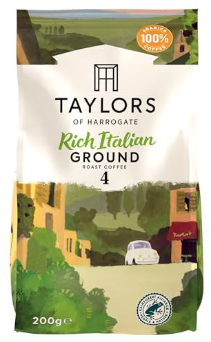 Taylors of Harrogate Rich Italian Ground Roast Coffee, Roast 4, 200 g Bag (Pack of 1)