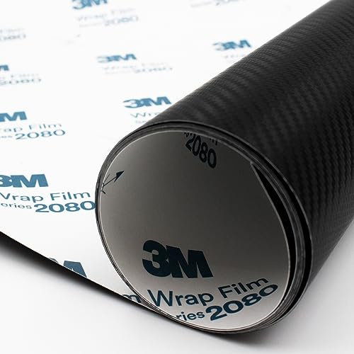 Finest Folia 3M 2080-CFS12 Carbon Schwarz Autofolie 30x152cm Wrapping Folie | Originale Vinylfolie für Chrom Delete Zierstreifen Spiegelkappen Innenraum mit Luftkanälen blasenfreie Verklebung