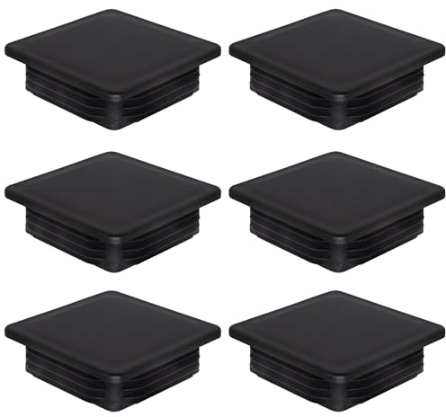 SKIR'CO (6 pièces) Bouchons Carrés en Plastique 90 x 90 mm, Embouts de Tube Mat, Inserts de Tube Carré, Bouchons de Poteau de Clôture, Noir RAL 9005