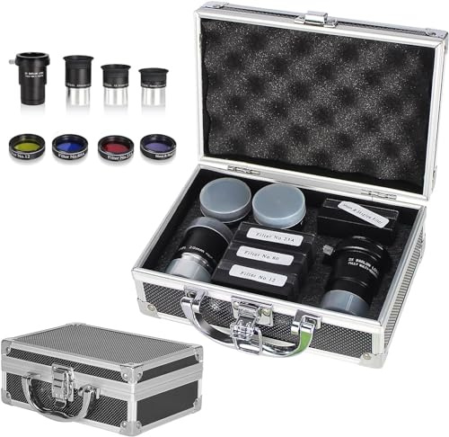 Celticbird Set di accessori per telescopio astronomico – con 3 oculari Plossl, 4 set di filtri, una lente Barlow 2x (S8-1)