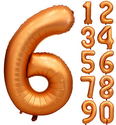 Orange Geburtstag Ballon Zahl 6 Große Orange Zahlen luftballon 6 | 40 Zoll Orange Folienballon Helium Luftballon 6 Hochzeit Jubiläum Geburtstagsdeko Mädchen Jungen Happy Birthday Party Deko