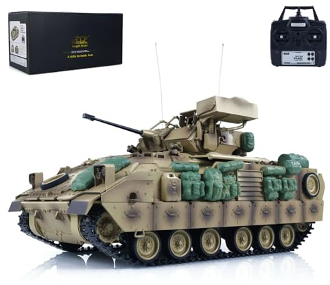 Wheelfun 1/16 TD RC Battle Tank Plastic for M2A2 Bradley RC Elektro Infanterie Kampffahrzeug Modell 320° Turm Rotation Licht Sound Rauch Einheit (Basis-Edition) BB Shooting Airsoft Panzer, die