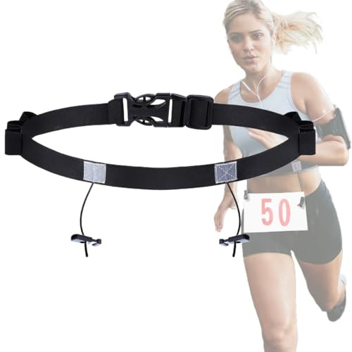 IOURVYA Triathlon Startnummernband,Laufgürtel mit Nummernhalter, 6 Ring Running Belt, Bauchtasche Gürteltasche für Triathlon, Marathon, Laufen, Radfahren