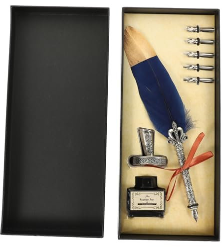Lurrose Retro Federhalter Mit Tintenfass Für Kalligraphie Kreative Schreibfeder Für Anfänger Und Schüler Traditionelles Für Eltern Und Freunde