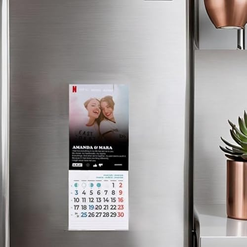 Wanapix | Calendario Magnetico Frigo Personalizzati 2026 | Multilingua | Agenda Fotografica con Foto | Parte Inferiore con i Mesi dell'Anno Fustellati | 10 x 27 cm | Serie