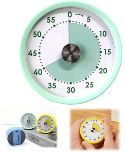 Tissting Visueller Timer, 60-Minuten Countdown Küchenwecker Analog mit Magnetfuß, Edelstahl und ABS Visueller Timer Kurzzeitwecker Mechanisch für Küche Fitness Büro