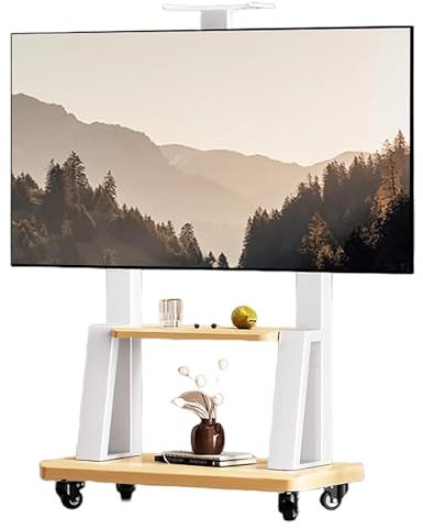 LISHAOHU Meuble TV Mobile for Téléviseur À Écran Plat LCD LED OLED De 32 À 80 Pouces, Capacité De Charge Jusqu'à 300 LB, Meuble TV Mobile avec roulettes, Acier De Haute Qualité Sélectionné