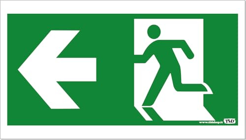 TLDSHOP® - Hinweisschild - Notausgang - ohne Schriftzug - 30x17cm - 1 Stück - Material: Aluminium 3mm (DiBOND) - Pfeilrichtung: (Links)