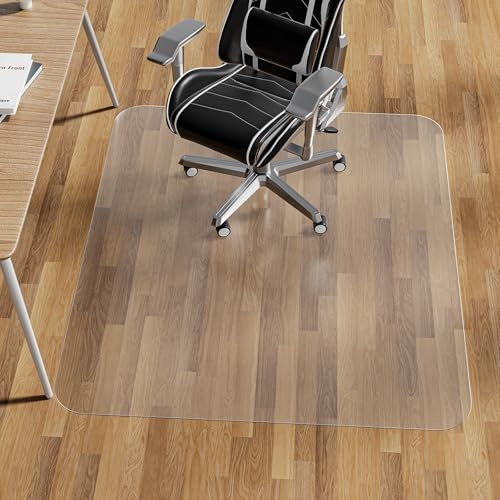 WASJOYE Office Chair Mat for Hardwood Floor, Large Chair Mat 135x114cm, Floor Protector PVC Clear for Home Office Floor Mat- Can't be Used on Carpet