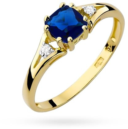 MARKO Courting Goldring Damen 375 Echtgold – Ring mit Stein in Blau, Rot oder Türkis – Verlobungsring Damen Schmuck – Liebesring mit Edelsteinen – Geschenk für Frauen - Fidget