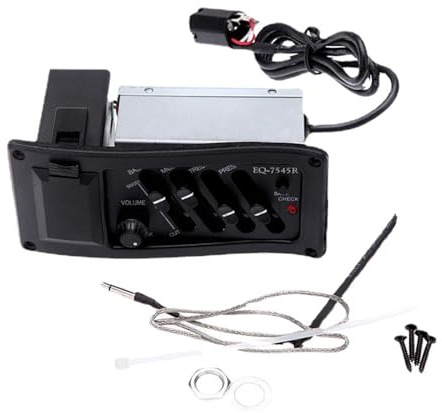 Acoustic Guitar Pickup Ausbalancieren EQ für Folk Classical Musical Universal Accessoires, Stilvoller Soundverstärker für Gitarristen, Batterieprüfung, Akustikgitarre, 7545 Pickup -Kit
