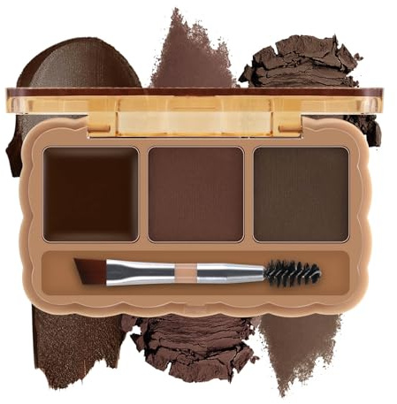 Boobeen Paletta per sopracciglia, kit di polvere per sopracciglia a 3 colori, pomata per sopracciglia con pennello a doppia estremità, per scolpire e definire le sopracciglia, per principianti