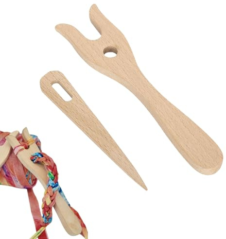 2 forchette per maglieria, per bambini, in legno, realizzate a mano, per lavori a maglia di bracciali, collane, utensili per collane