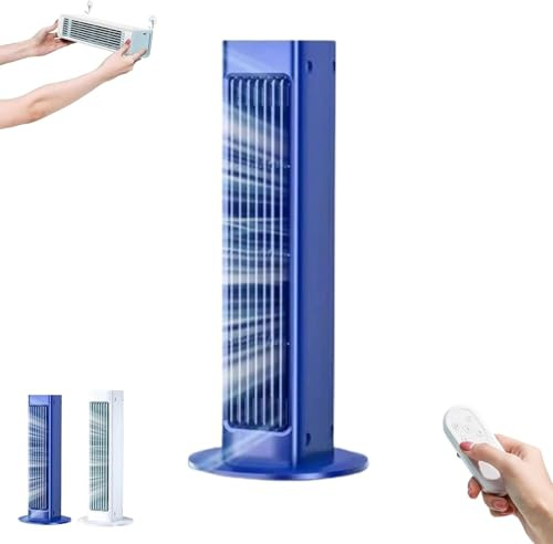 2025 Enfriador de Aire Breezmax, Aire Acondicionado Breezamax portátil de 4000 mAh con Control Remoto, Ciclo de 360 ° Breeze MAX Air acondicionamiento Ventilador de Viento Alto enfriamiento Blue