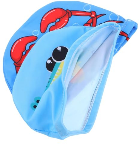 ELAYARD 2 Piezas Gorros Piscina Infantiles Flexibles Gorro Baño Cómodo y Protector de Orejas para Natación Colores Divertidos Cangrejo y Material Transpirable