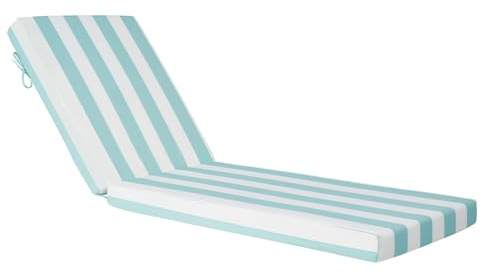 VEVOR Deckchair Auflagen, 2032x660x98 mm, Liegenauflagen für Außenbereich, wasserabweisend & farbecht, Sonnenliegen-Kissen mit Bändern, Terrassen-Liegepolster für Pooldeck, grün-weiß gestreift