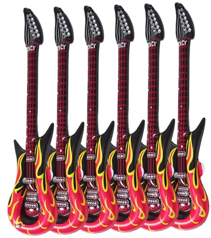 CIYODO 6 pezzi Chitarre Gonfiabili Divertenti in PVC Strumenti Musicali Imitazione per Accessori per Feste in Spiaggia e Giochi Educativi Riutilizzabili e Resistenti all Aria