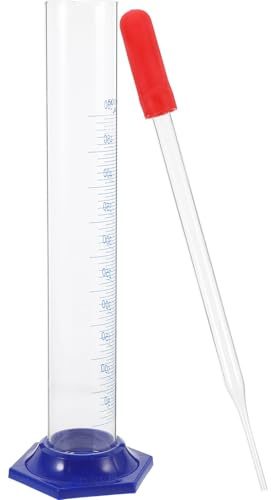 ERINGOGO Set 2 Pezzi Cilindro Graduato in Vetro 500Ml Contagocce Base Stabile e Resistenza al Calore Attrezzatura Chimica per Laboratorio e Uso Didattico