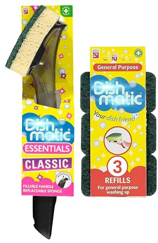 Dish Meticc Sponge & Holder (1 Pack (3 Sponge) + 1 Holder)