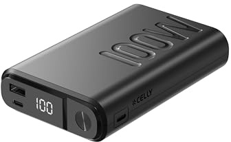Celly - Power Bank 100W Ultracompatto con 3 Porte USB-C/USB, Ricarica Rapida Multi-dispositivo