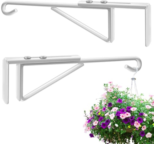 KEYBOO 2 Stück Vinyl Blumenampel Halterung,Pflanzenhaken Blumenampelhalter Schwerlast Haken für Blumenampel, Blumenhaken, Zaun Pflanzenhaken Blumenkörbe Vogelhäuschen Laterne Outdoor