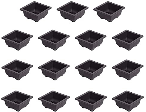 Peosaard Vaso da fiori in plastica, vaso da addestramento per bonsai Fioriera in plastica quadrata per coltivazione di fiori da vivaio 15 pezzi, Bonsai