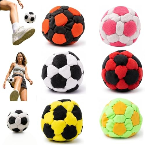 Racocou Vuxen Utomhus Sport Footbag – 6-Pack Fotboll Hacky Sack, Mjuk & Hållbar Pelletsfylld för Sparkövning & Stressavlastning