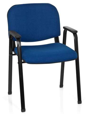 hjh OFFICE Conference chair Visitor's chair XT 650 Fabric padded with armrests sturdy Blue/Black